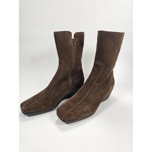 La Canadienne Elena Waterproof Wedge Bootie Shearling Lined Brown 7.5M